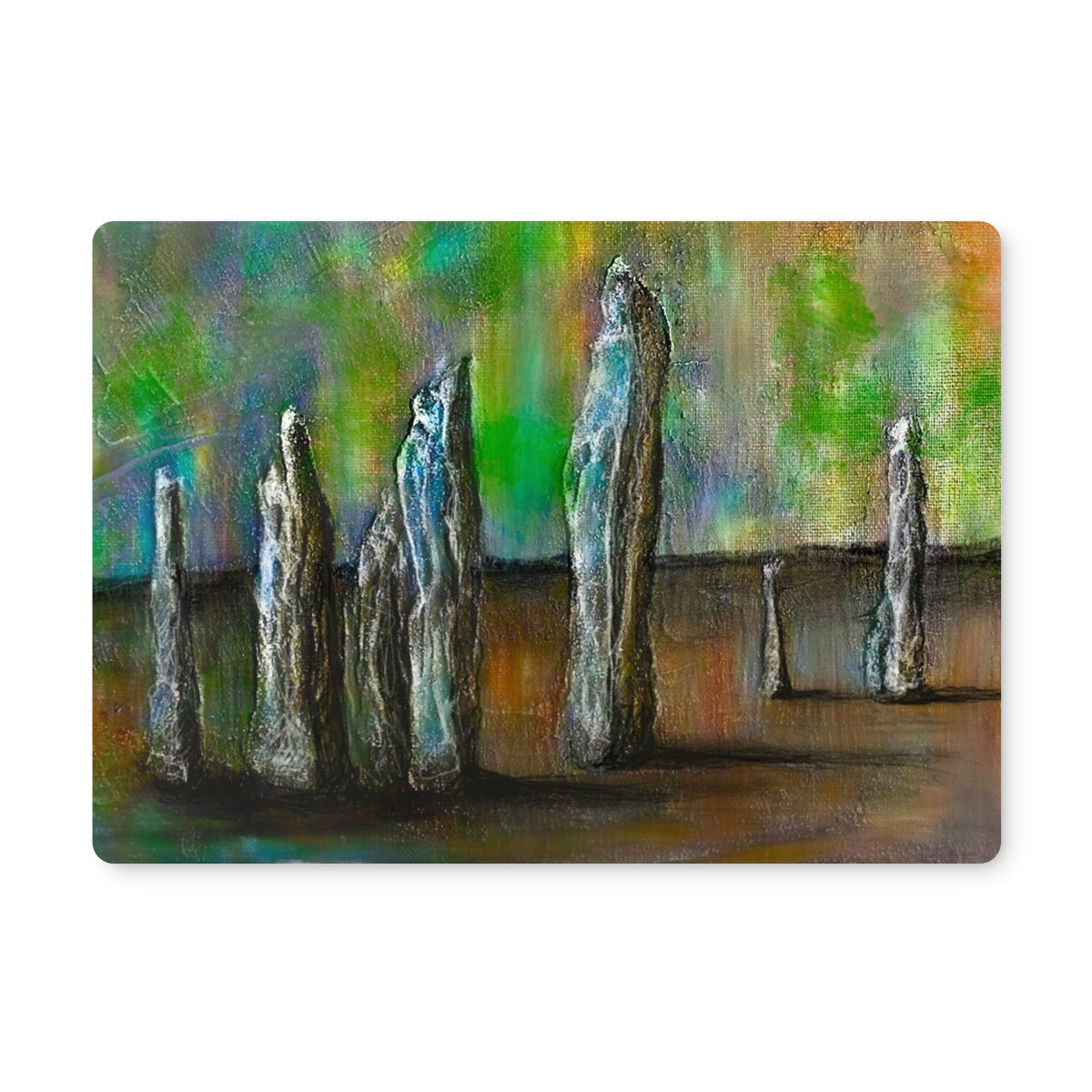 Callanish Northern Lights Art Gifts Placemat-Placemats-Hebridean Islands Art Gallery-2 Placemats-Paintings, Prints, Homeware, Art Gifts From Scotland By Scottish Artist Kevin Hunter