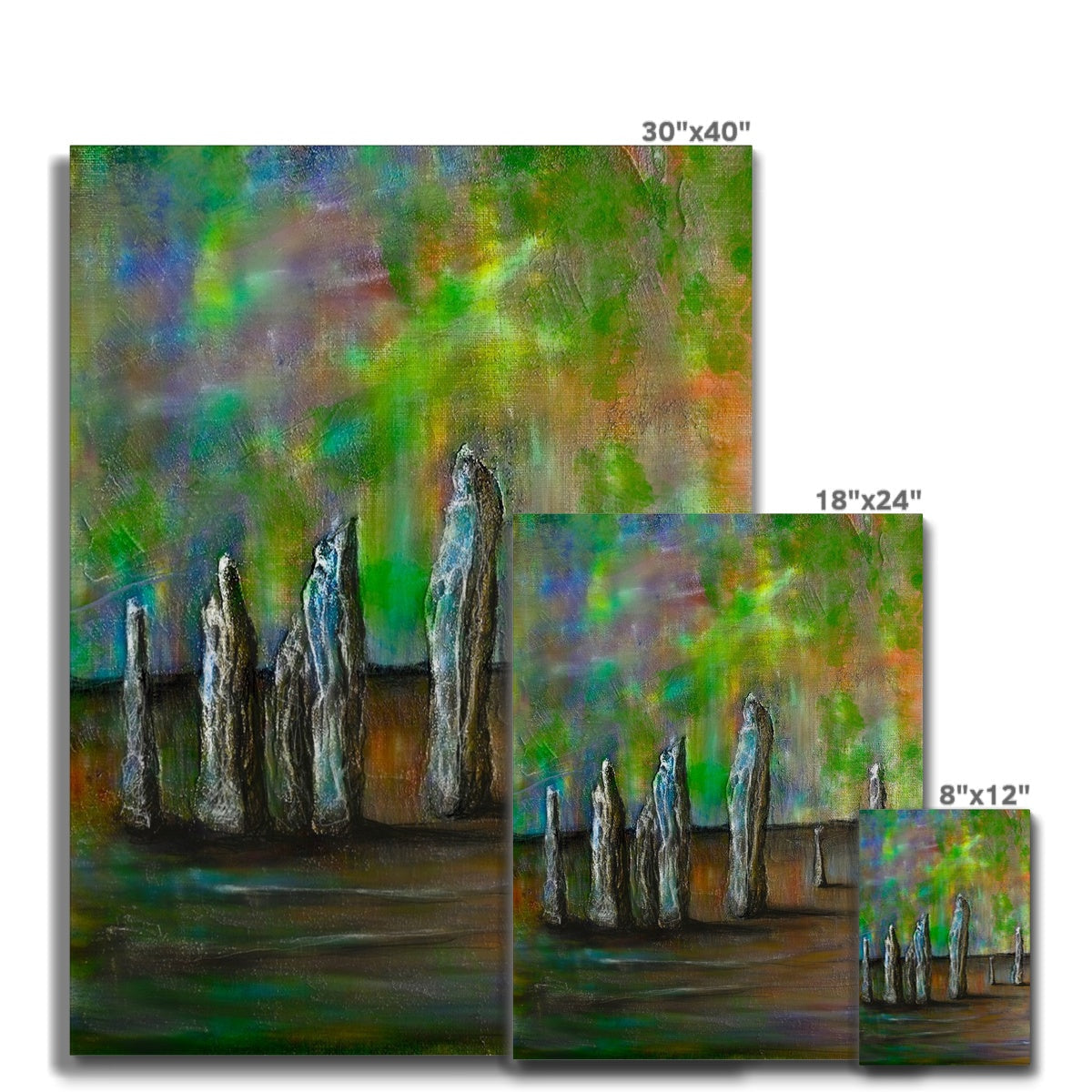 Abstract green and brown Callanish Northern Lights canvas print