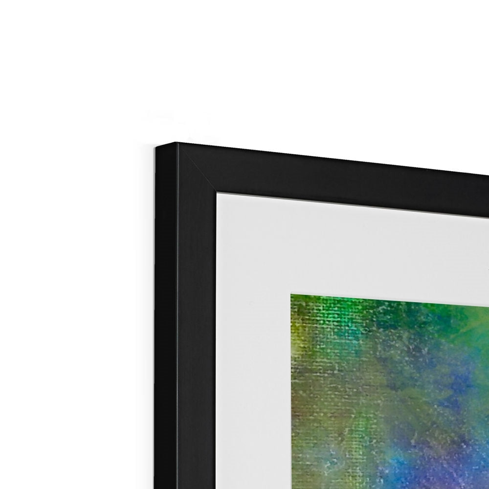 Black matte frame with colorful abstract Northern Lights painting