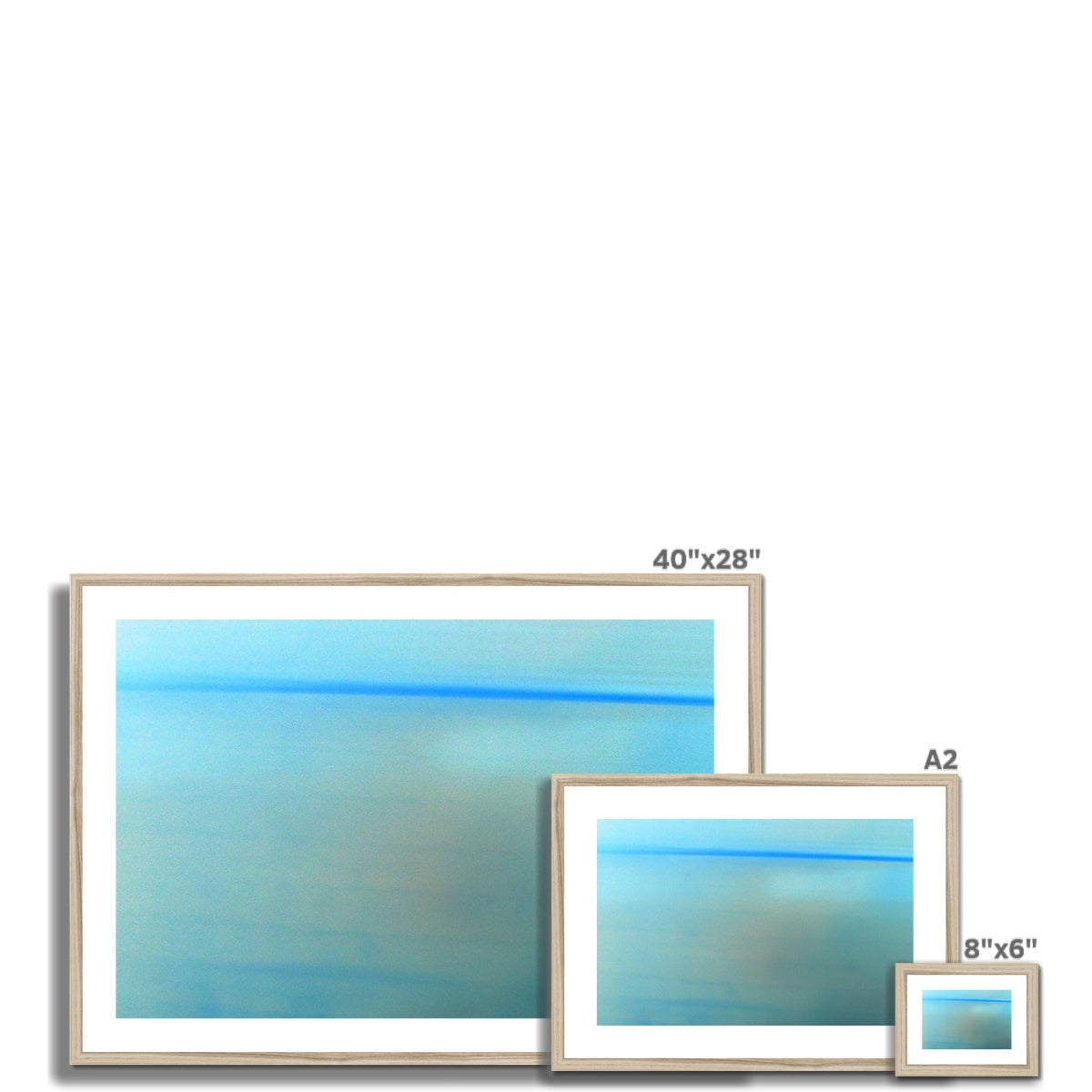 Calm Framed Print: minimalist blue-teal gradient with horizontal line