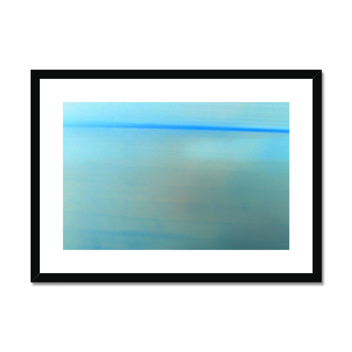 Calm Framed & Mounted Print: black-framed abstract blue gradient art