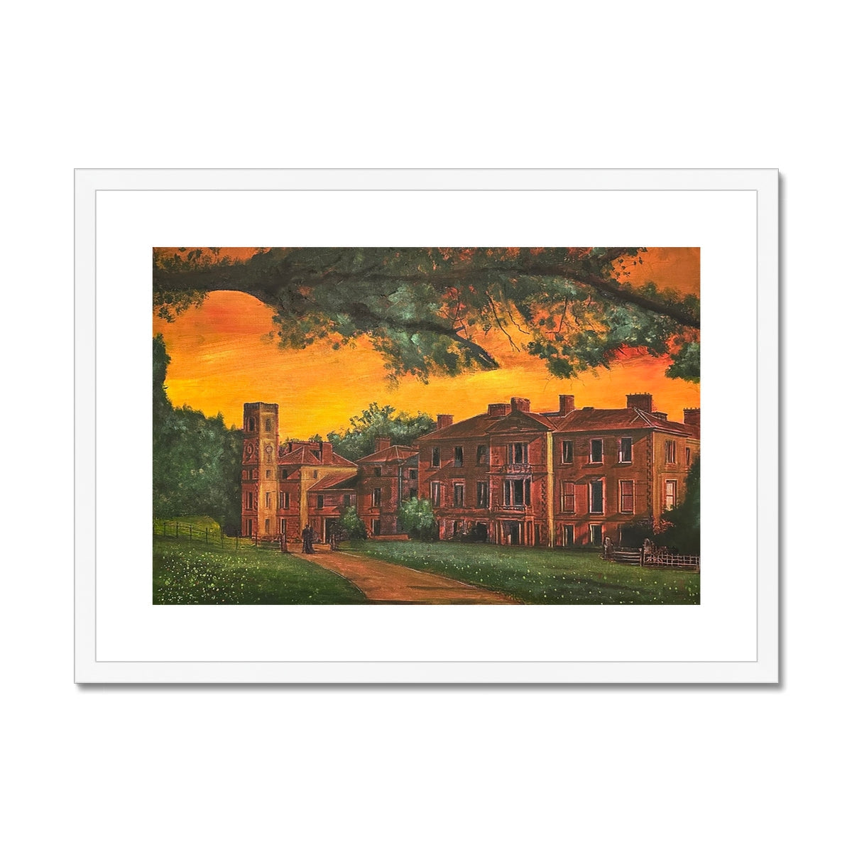 Framed and mounted print of Cambo House St Andrews estate at sunset