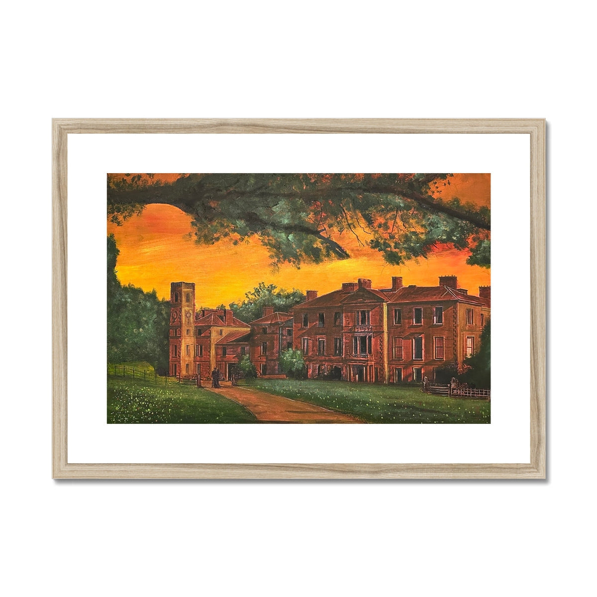 Framed painting of Cambo House St Andrews estate at sunset for the Cambo House print