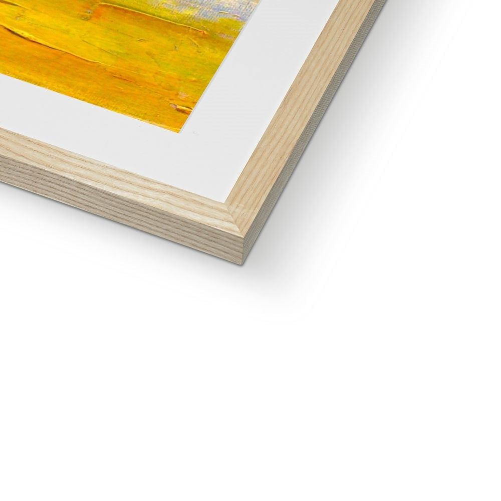 Camusdarach Beach Arisaig yellow abstract art print in wooden frame