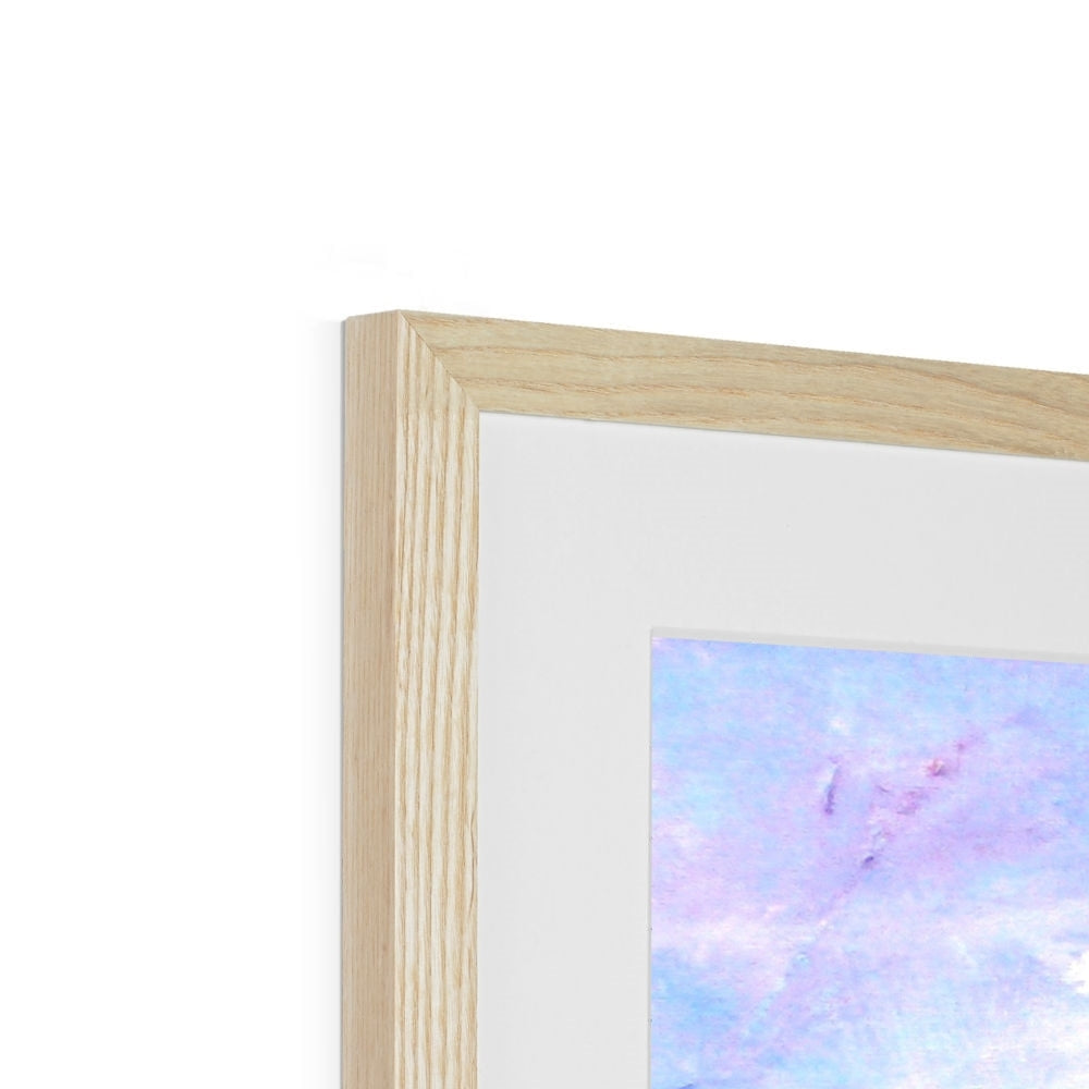Light oak frame with white mat and Camusdarach Beach Arisaig pastel artwork