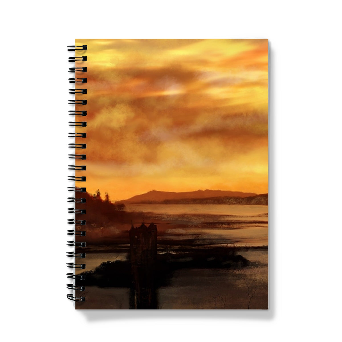 Castle Stalker Dusk Art Gifts Notebook-Journals & Notebooks-Historic & Iconic Scotland Art Gallery-A4-Lined-Paintings, Prints, Homeware, Art Gifts From Scotland By Scottish Artist Kevin Hunter