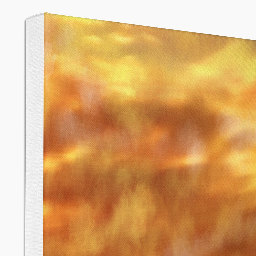 Castle Stalker Dusk Canvas print featuring an abstract orange and yellow design