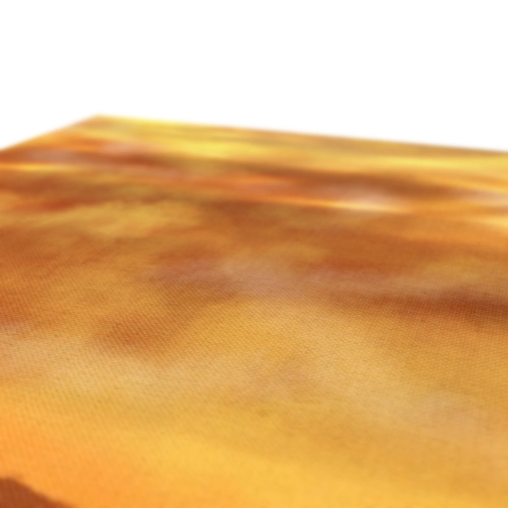 Castle Stalker Dusk Canvas featuring a textured warm-toned inclined surface