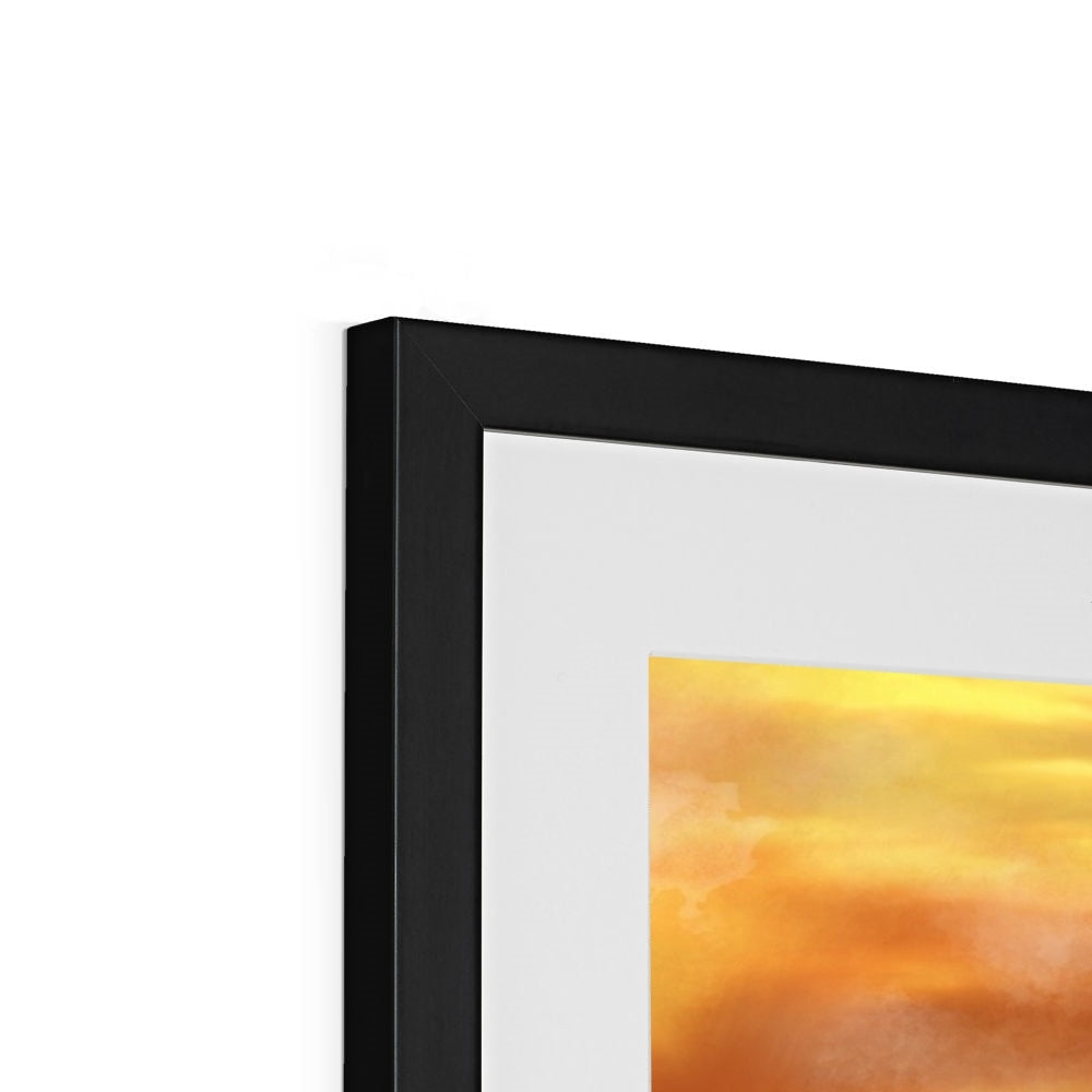 Castle Stalker Dusk framed and mounted print featuring an abstract orange and yellow artwork