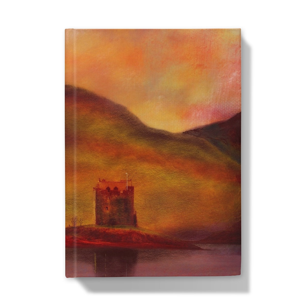 Castle Stalker Sunset Art Gifts Hardback Journal-Journals & Notebooks-Historic & Iconic Scotland Art Gallery-A5-Lined-Paintings, Prints, Homeware, Art Gifts From Scotland By Scottish Artist Kevin Hunter