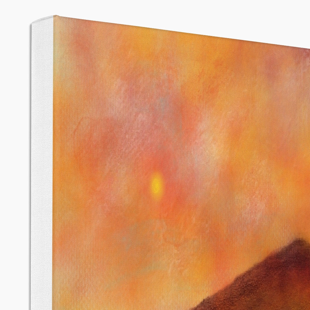 Abstract sunset painting on a canvas.