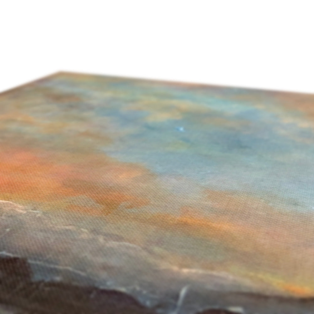 Blue and orange textured stone coaster for Castle Stalker Twilight Canvas Prints