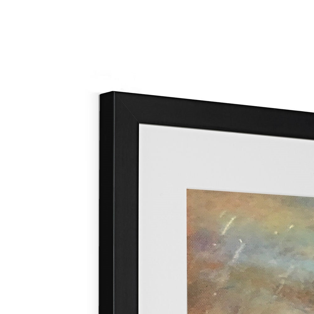 Black matte frame with white mat and Castle Stalker Twilight abstract print