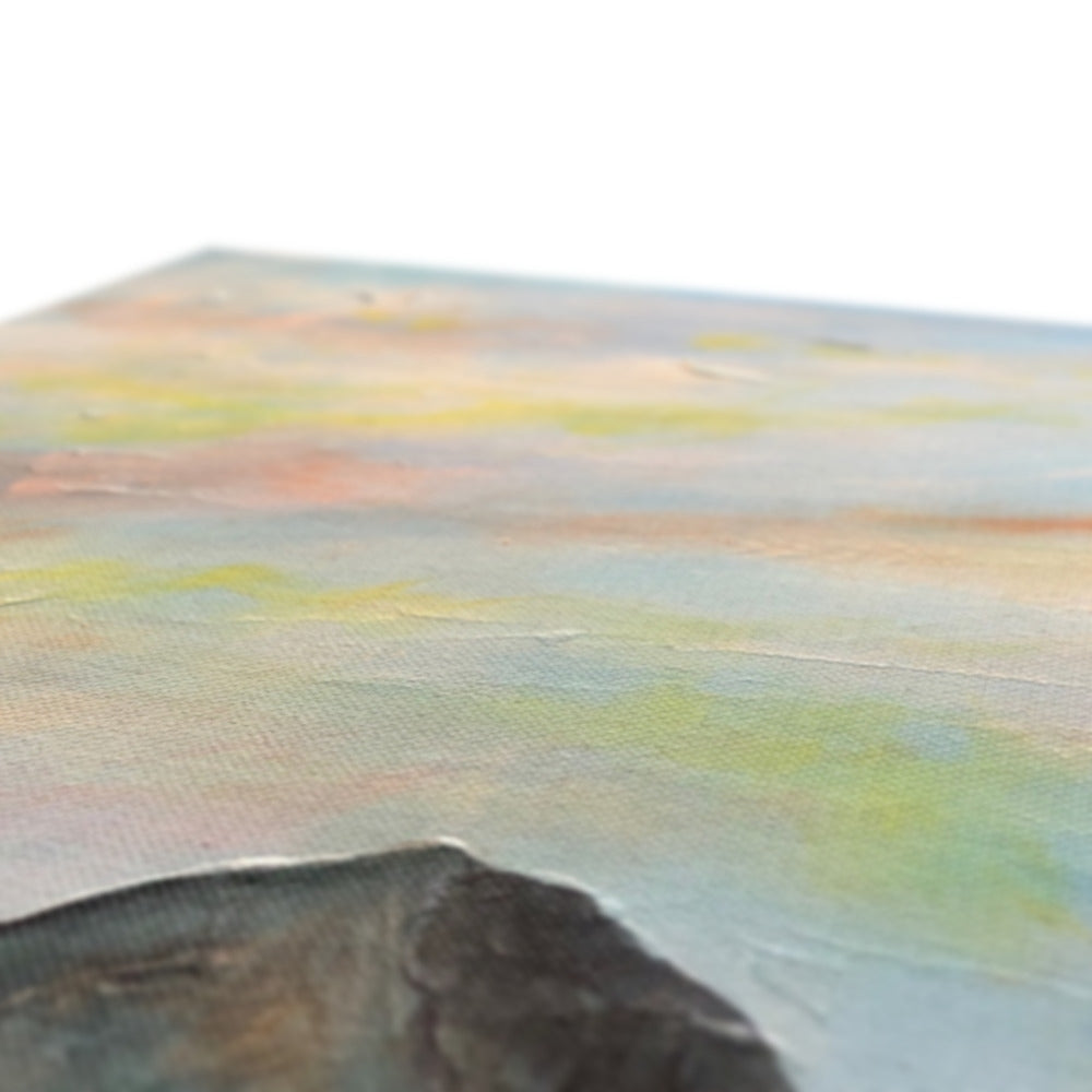 Jura Dawn Canvas: blue and white abstract painting with textured brushstrokes