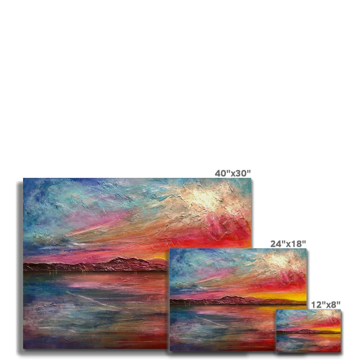 Arran Sunset ii Painting | Canvas From Scotland-Contemporary Stretched Canvas Prints-Arran Art Gallery-Paintings, Prints, Homeware, Art Gifts From Scotland By Scottish Artist Kevin Hunter