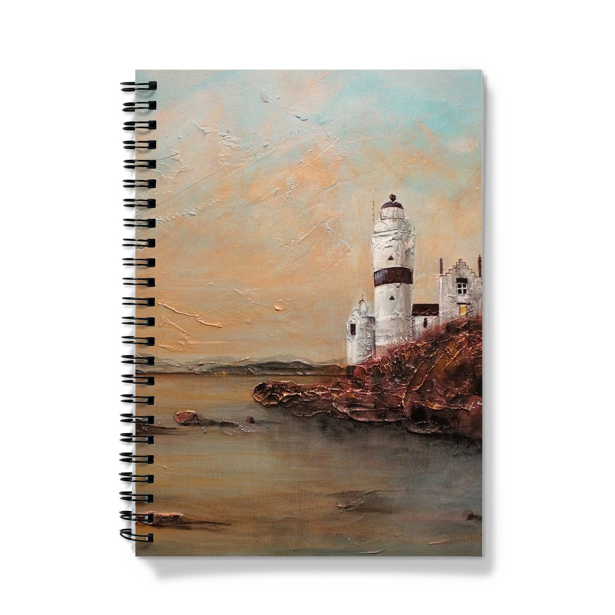 Cloch Lighthouse Dawn Art Gifts Notebook-Journals & Notebooks-River Clyde Art Gallery-A5-Graph-Paintings, Prints, Homeware, Art Gifts From Scotland By Scottish Artist Kevin Hunter