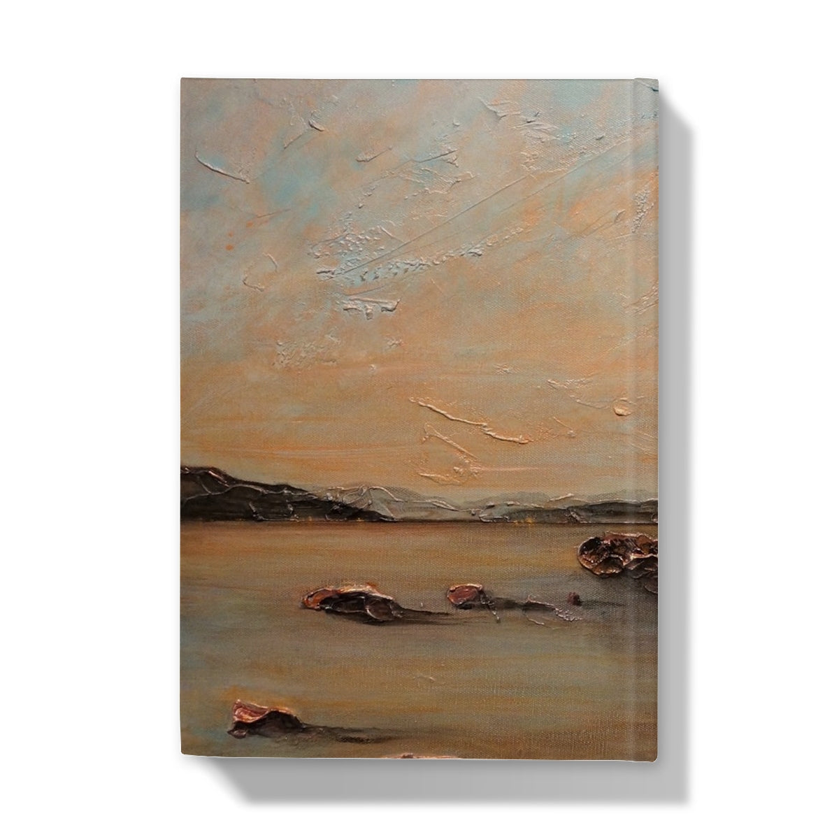 Textured abstract landscape painting on canvas featured on Cloch Lighthouse Dawn Hardback Journal