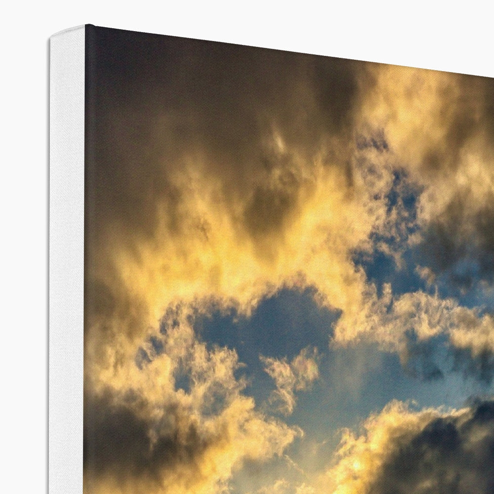 A Clyde Seagull Sunset yellow cloud canvas print, 12x8 inches