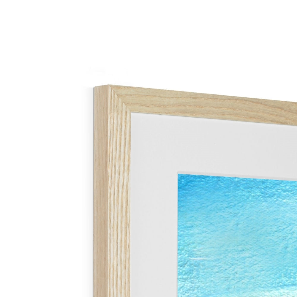 Light wood frame with white mat and blue water Clyde Summer Day art print