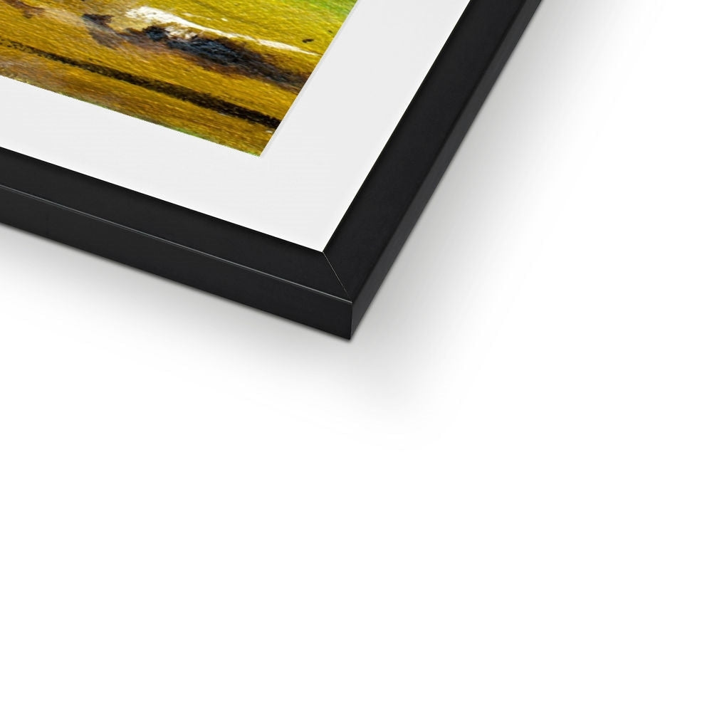 Black matte frame with white mat and abstract Clyde Summer Day painting