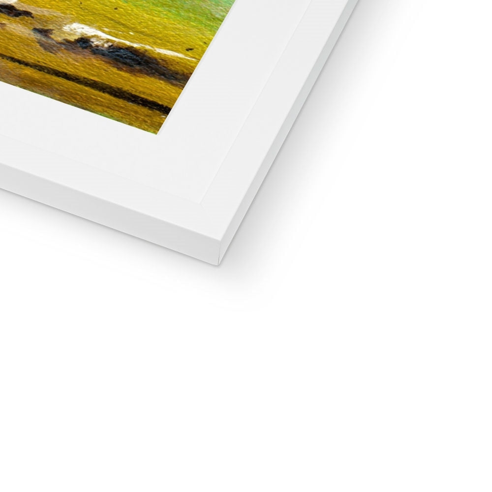 White matte picture frame with gold leaf accents for A Clyde Summer Day Art Prints