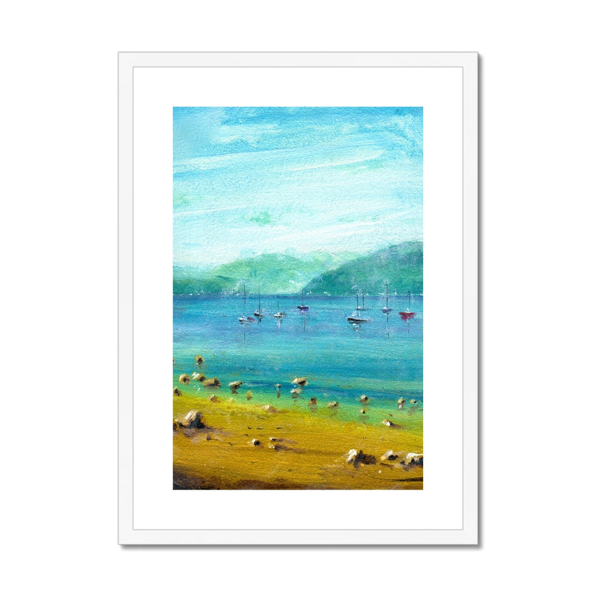 Vibrant A Clyde Summer Day beach art print with textured brushstrokes