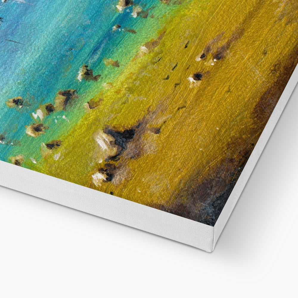 Gold textured abstract canvas print in blue green hues A Clyde Summer Day