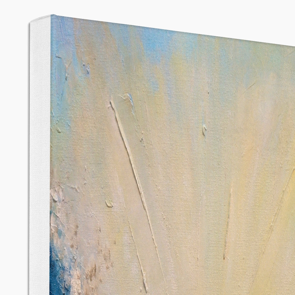 Abstract textured beige and blue canvas art of Clyde Summer Storm Clouds