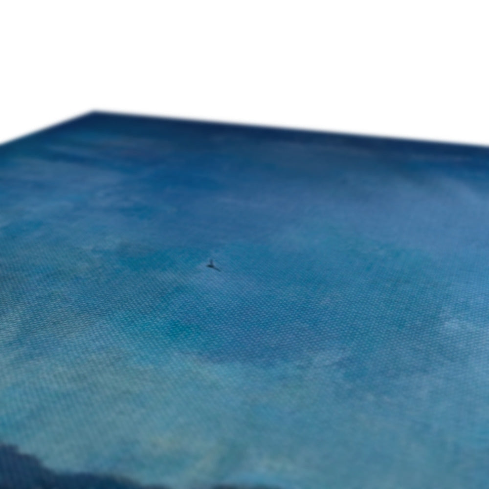 Blue and white textured ceramic tile coasters with gradient, Clyde Winter Morning Moon design