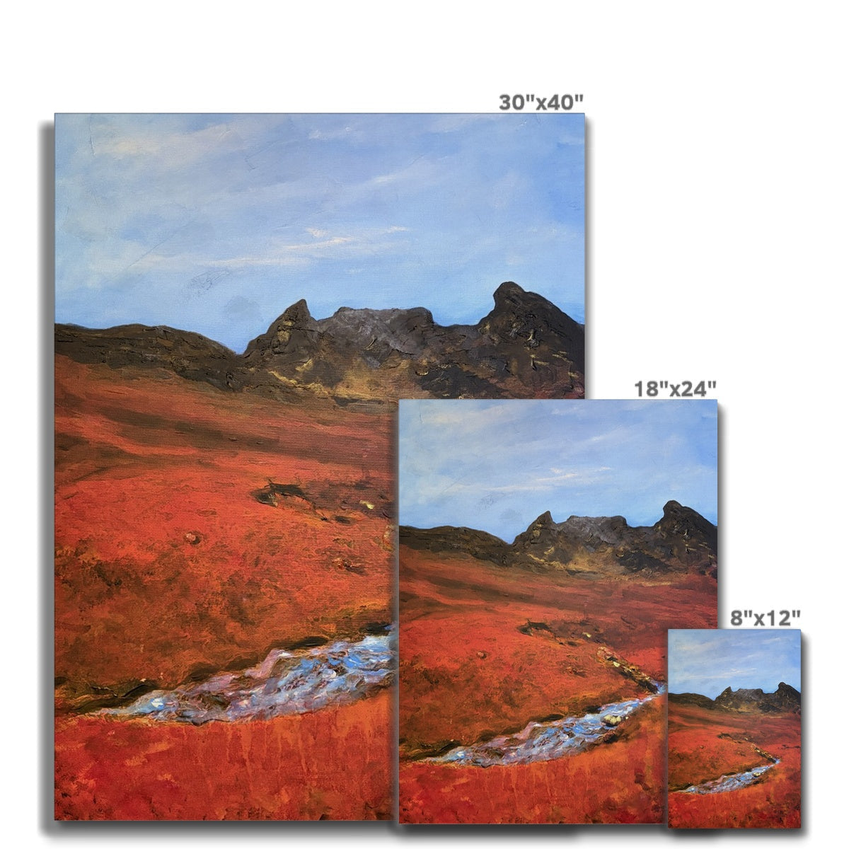 30x40 inch canvas print of red sand dunes in Arrochar desert under blue sky