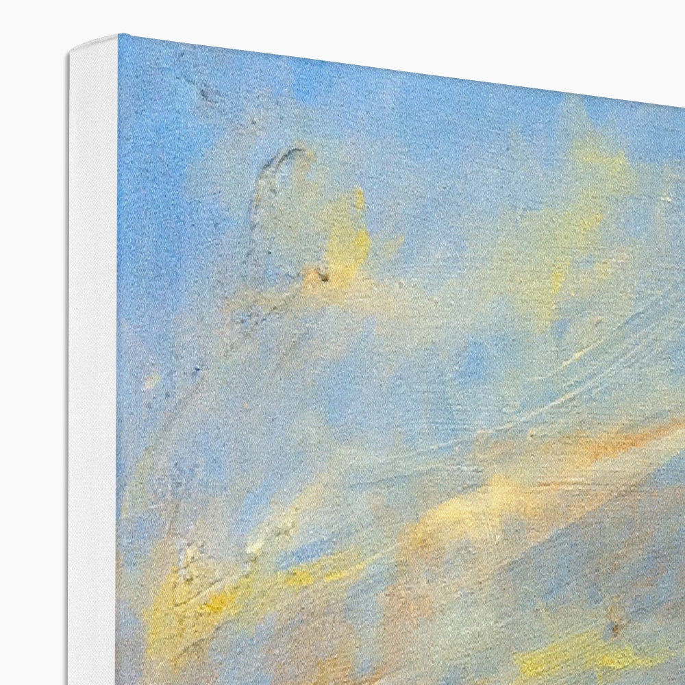 Blue and yellow abstract textured brushstroke canvas print The Cobbler