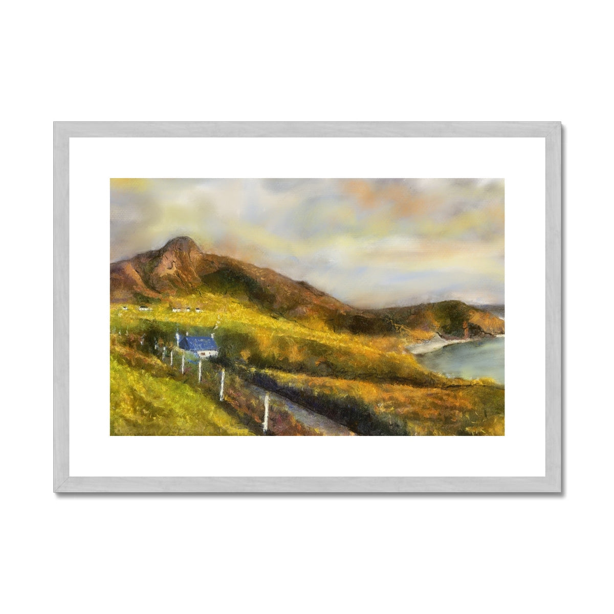 Coldbackie Painting | Antique Framed & Mounted Prints From Scotland-Antique Framed & Mounted Prints-Scottish Highlands & Lowlands Art Gallery-A2 Landscape-Silver Frame-Paintings, Prints, Homeware, Art Gifts From Scotland By Scottish Artist Kevin Hunter