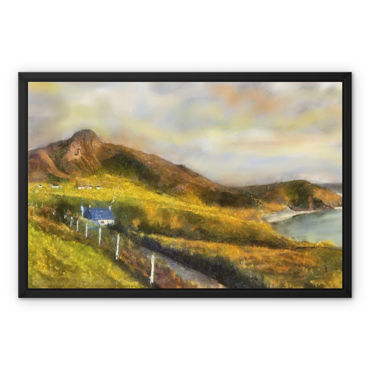 Coldbackie Painting | Framed Canvas From Scotland-Floating Framed Canvas Prints-Scottish Highlands & Lowlands Art Gallery-24"x18"-Paintings, Prints, Homeware, Art Gifts From Scotland By Scottish Artist Kevin Hunter