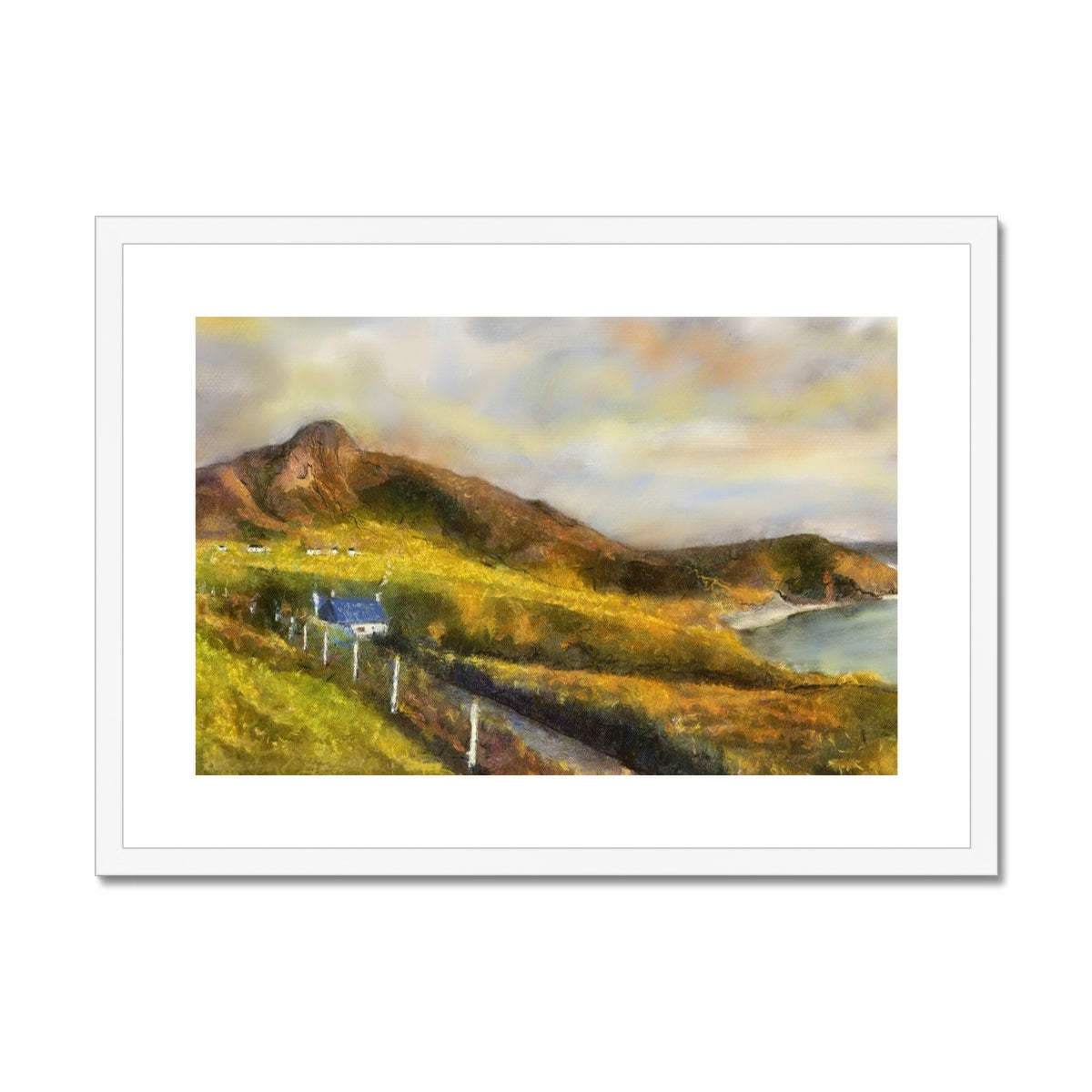 Coldbackie Painting | Framed & Mounted Prints From Scotland-Framed & Mounted Prints-Scottish Highlands & Lowlands Art Gallery-A2 Landscape-White Frame-Paintings, Prints, Homeware, Art Gifts From Scotland By Scottish Artist Kevin Hunter