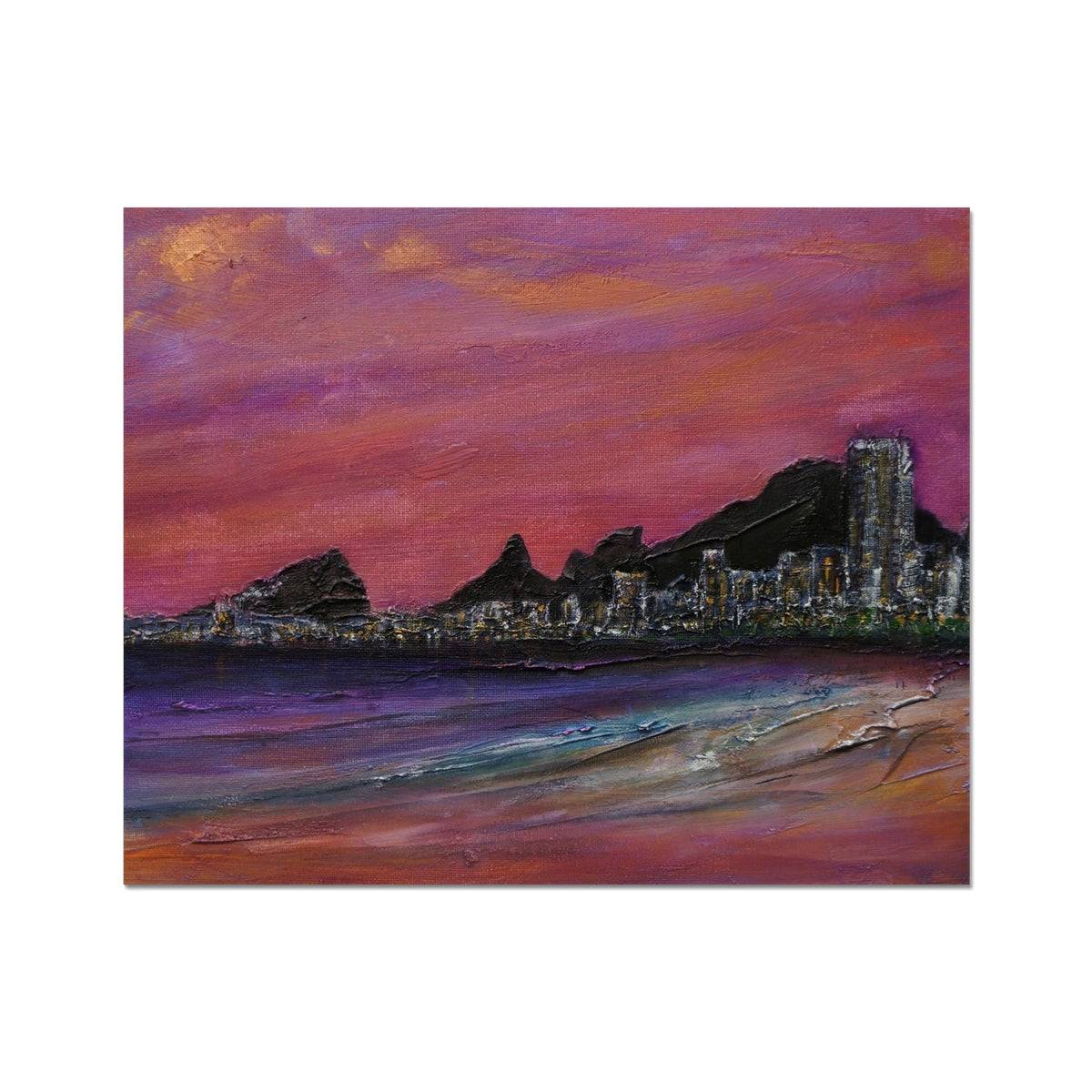 Copacabana Beach Dusk Painting | Artist Proof Collector Prints From Scotland-Artist Proof Collector Prints-World Art Gallery-20"x16"-Paintings, Prints, Homeware, Art Gifts From Scotland By Scottish Artist Kevin Hunter