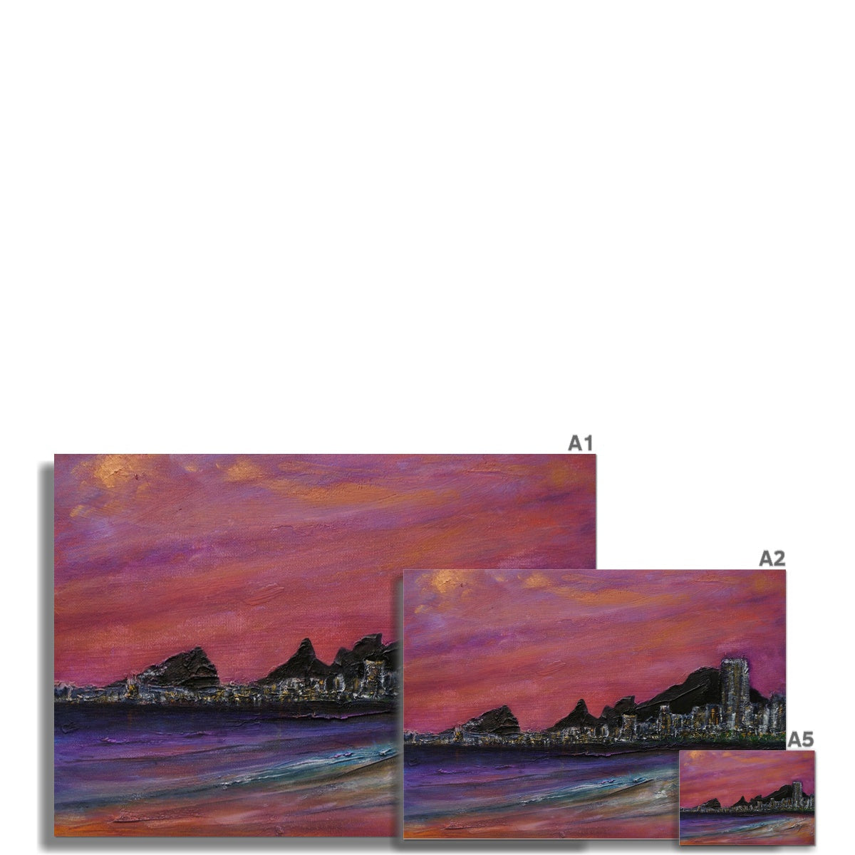 Copacabana Beach Dusk Painting | Fine Art Prints From Scotland-Unframed Prints-World Art Gallery-Paintings, Prints, Homeware, Art Gifts From Scotland By Scottish Artist Kevin Hunter