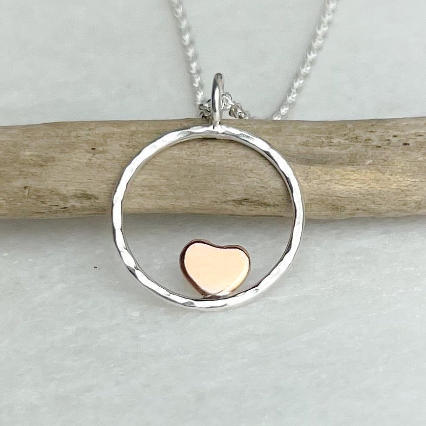 Copper Heart Hoop Necklace