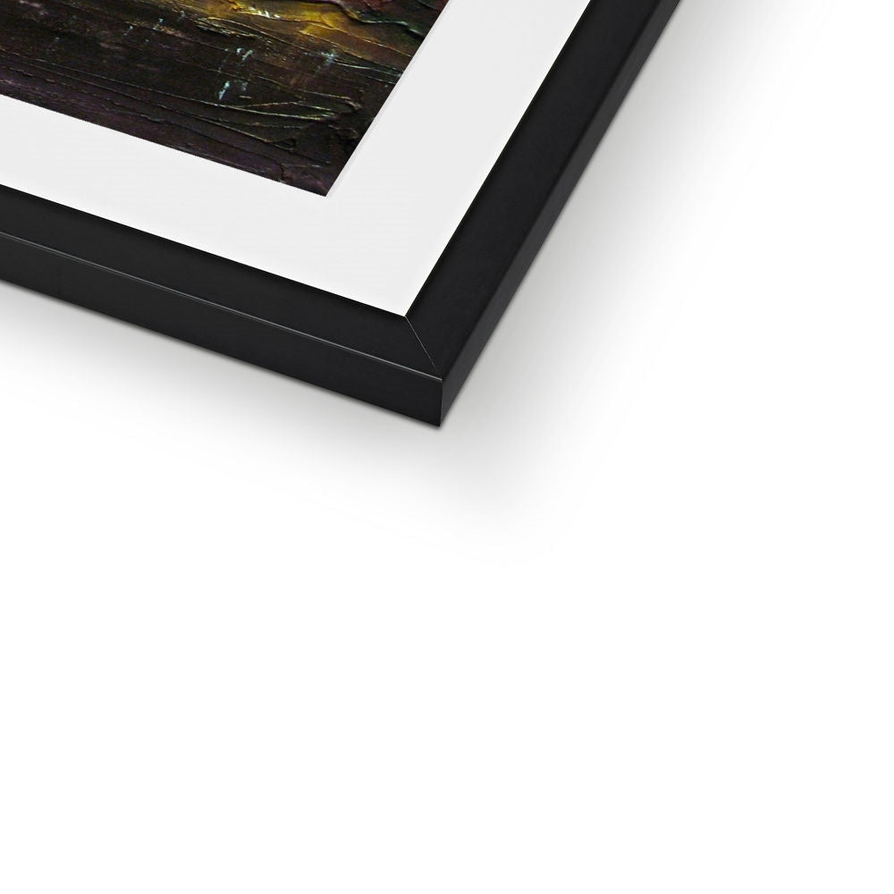 Black matte frame with white mat and Corniglia Dusk abstract art print