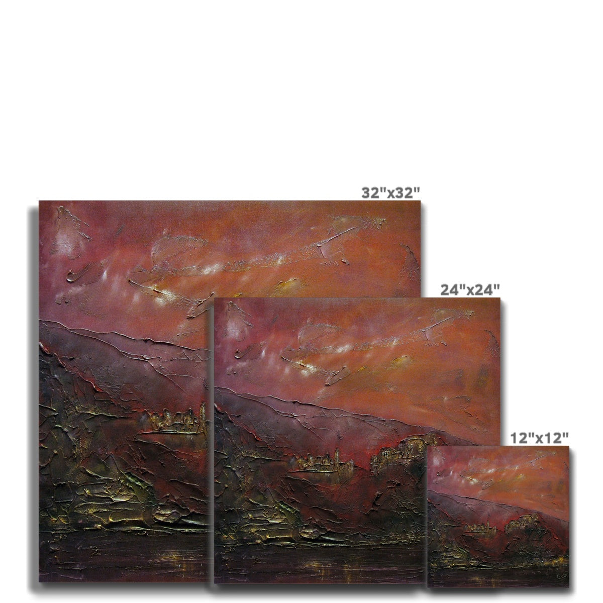 32x32 inch Corniglia Dusk Italy triptych abstract landscape canvas print