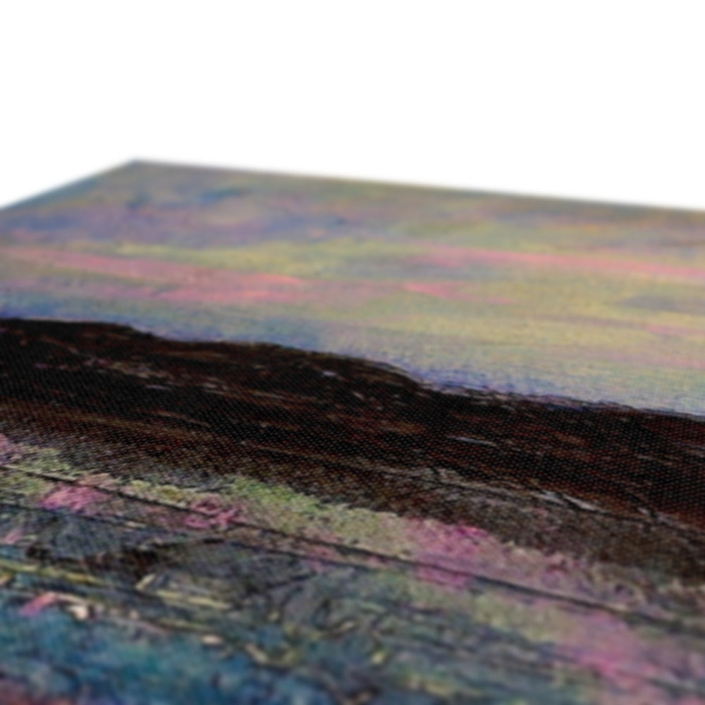 Close-up of a textured colorful landscape painting on canvas in The Corryvreckan Whirlpool product