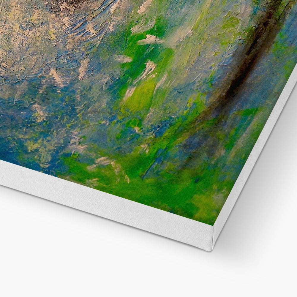 Vibrantly textured abstract landscape painting on The Corryvreckan Whirlpool Canvas with thick white edges