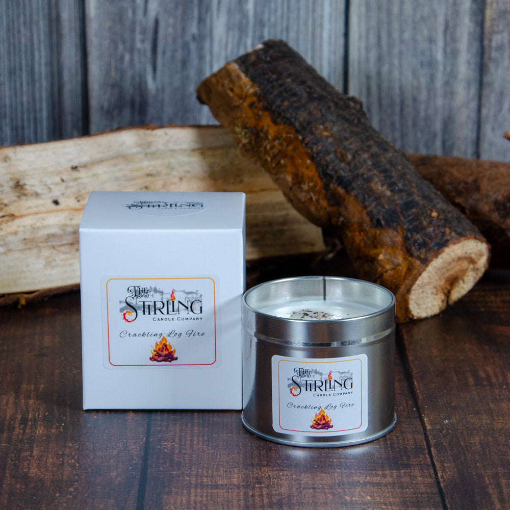 Crackling Log Fire Travel Tin Candle by Stirling Candle Company