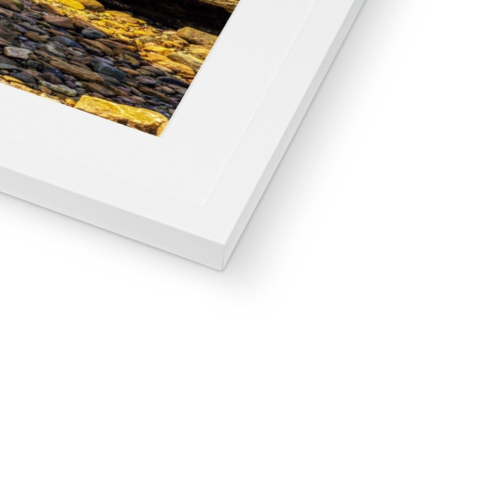 White matte frame with textured stone print from Crocodile Rock Millport