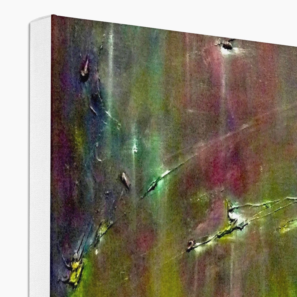 Cromarty Harbour Northern Lights abstract canvas print with vibrant textured brushstrokes