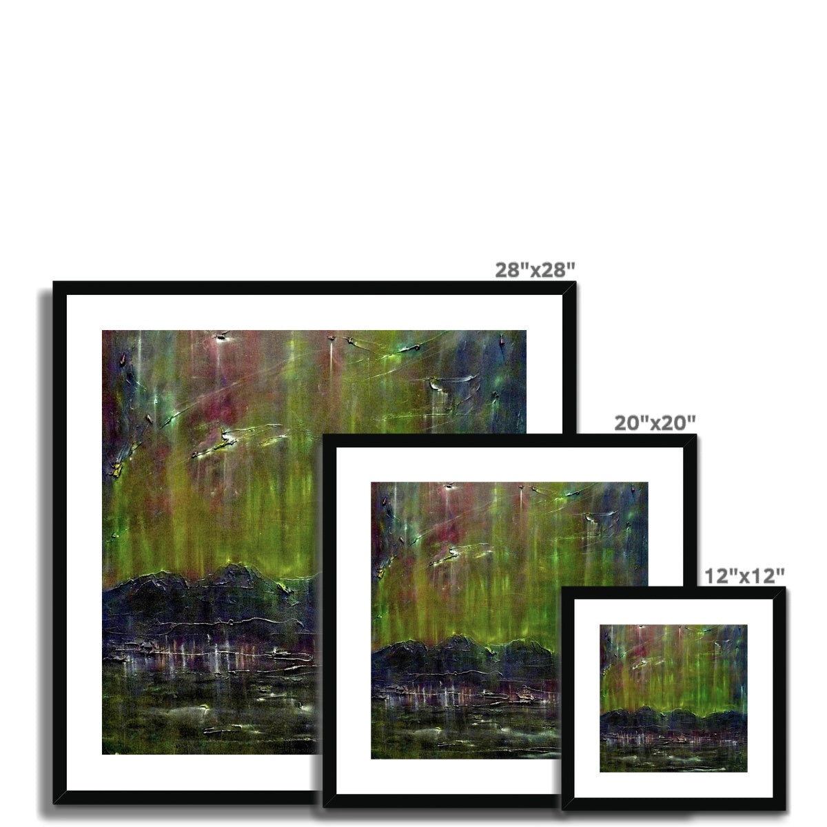 28x28 Framed Cromarty Harbour Northern Lights Abstract Art Print