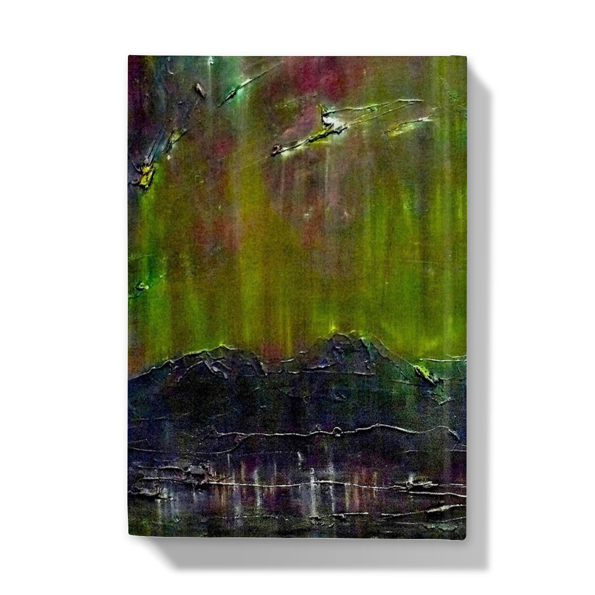 Cromarty Harbour Northern Lights journal with green aurora canvas print