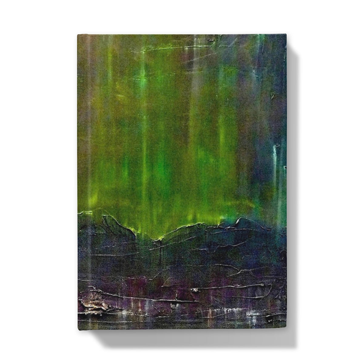 Green textured abstract canvas wall art on Cromarty Harbour Northern Lights journal