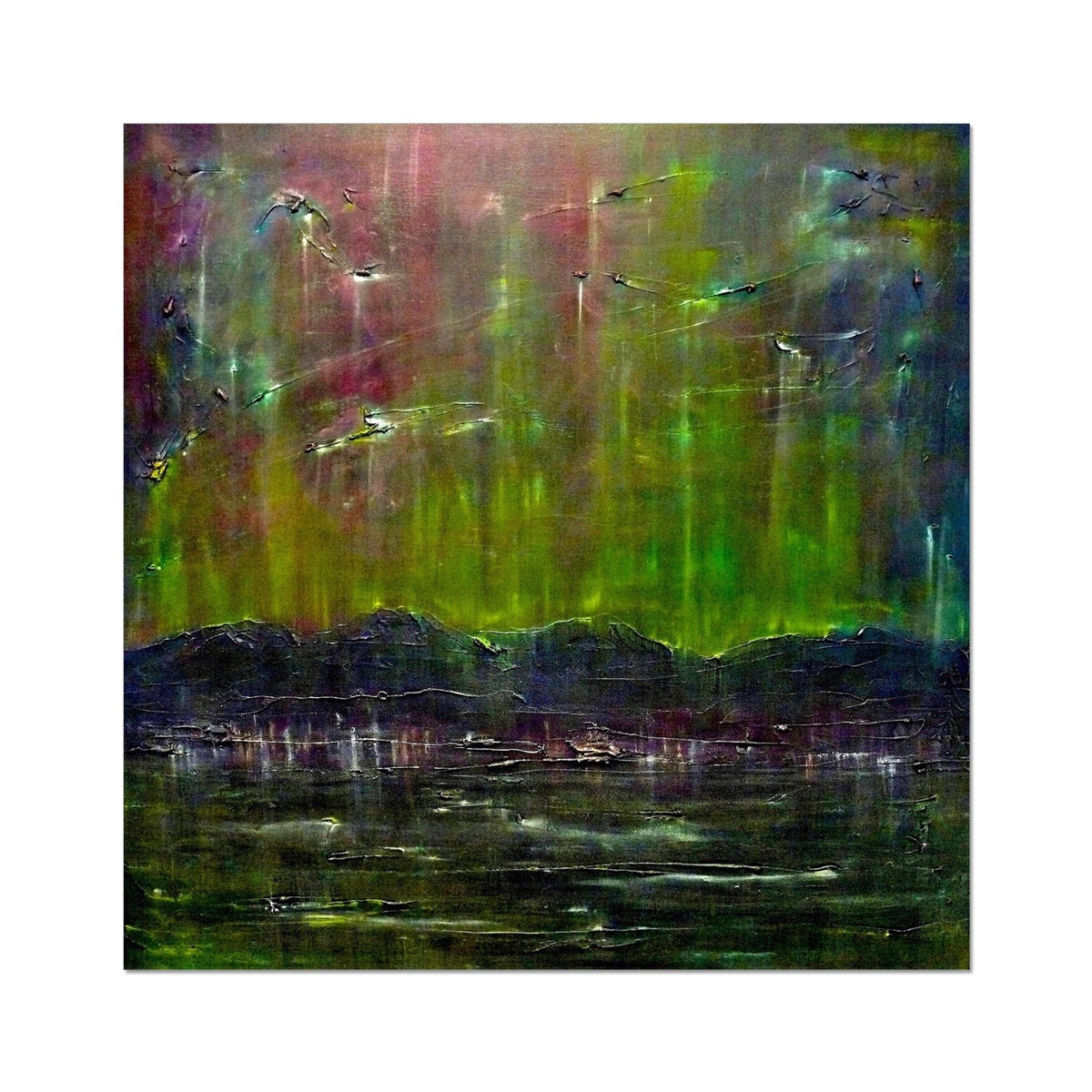 Cromarty Harbour Northern Lights Painting | Artist Proof Collector Prints From Scotland-Artist Proof Collector Prints-Scottish Highlands & Lowlands Art Gallery-20"x20"-Paintings, Prints, Homeware, Art Gifts From Scotland By Scottish Artist Kevin Hunter