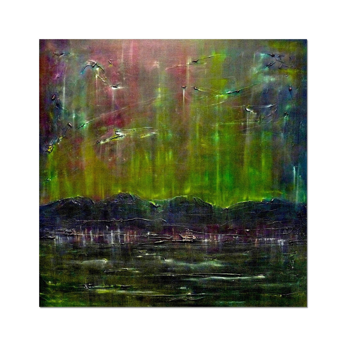 Cromarty Harbour Northern Lights Painting | Fine Art Prints From Scotland-Unframed Prints-Scottish Highlands & Lowlands Art Gallery-24"x24"-Paintings, Prints, Homeware, Art Gifts From Scotland By Scottish Artist Kevin Hunter