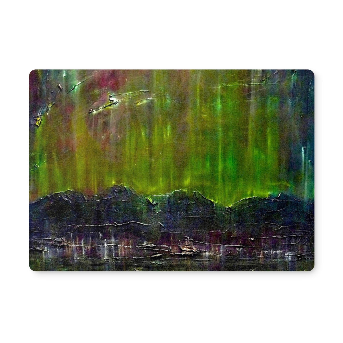 Aurora borealis mouse pad in green yellow hues textured grip Cromarty Harbour Northern Lights